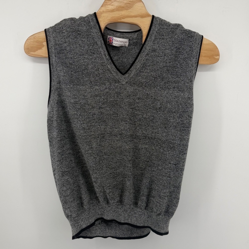 Slazenger Sweater Vest Mens XXL Grey Excellent Linen‎ Cotton V-Neck Marled Knit